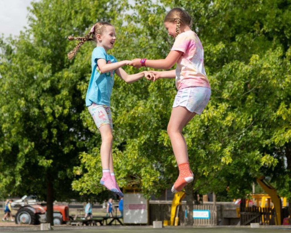Girls on Jumping Pillow